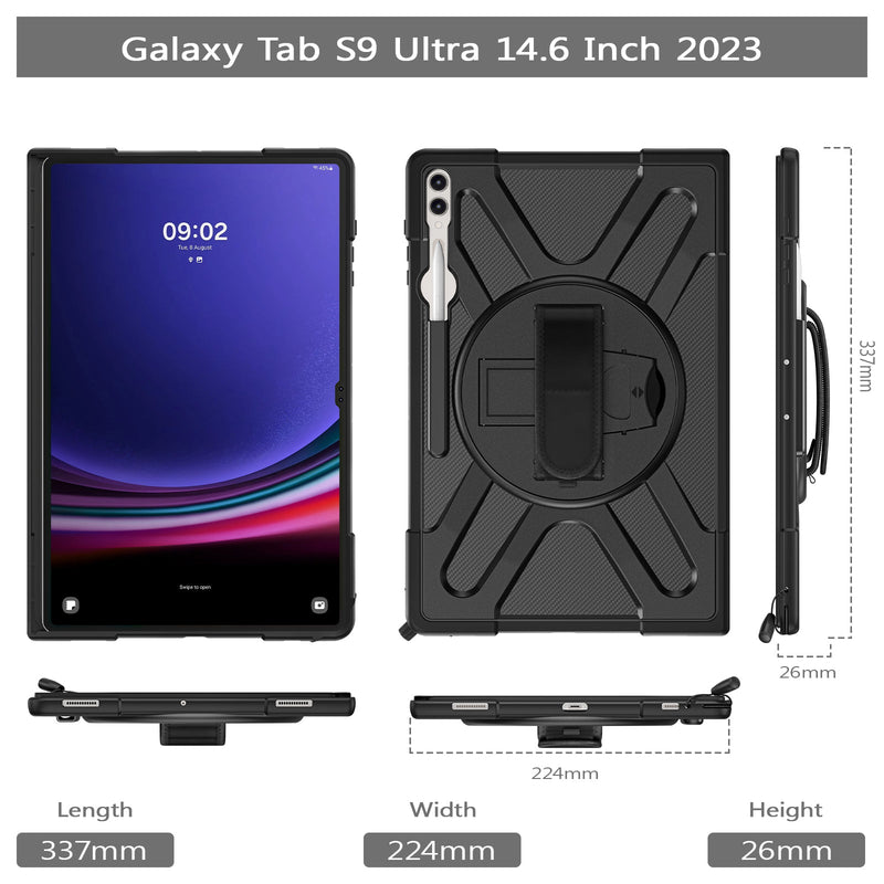 Load image into Gallery viewer, Samsung Galaxy Tab S8 Ultra &amp; S9 Ultra 14.6&quot; - 360 Degree Rotate Shockproof Heavy Duty Tough Stand Case Cover With  Pen Holder - Polar Tech Australia
