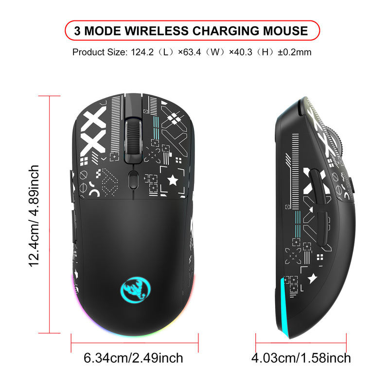 Load image into Gallery viewer, Three-Mode Wireless Bluetooth Mouse Lightweight Noise-Fre 7 Colors RGB Gaming Mouse 3600-DPI
