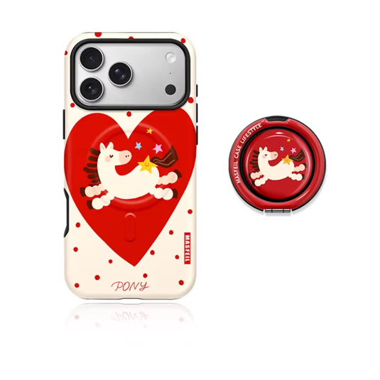 [Magsafe Compatible] Apple iPhone 17/Air/Pro/Max - Lucky Pony Shockproof Stand Case