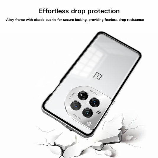 OnePlus 12 (PJD110, CPH2573, CPH2581, CPH2583) - Metal Frame Shockproof Frosted Phone Case