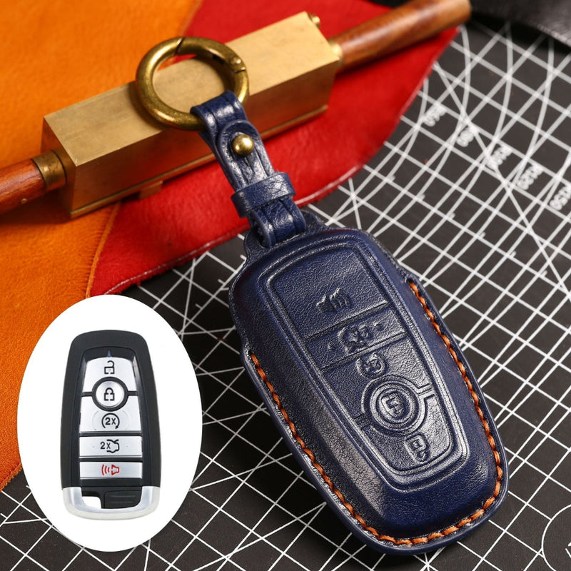 Load image into Gallery viewer, Ford Handcrafted Genuine Leather Folding Key Protective Case For Raptor F-150, Focus, Escort, Mondeo, Edge, Explorer, Mustang
