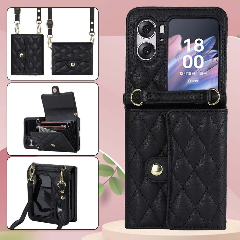 Load image into Gallery viewer, [With Card Slot] OPPO Find N3 Flip (PHT110) - Women Crossbody Simple PU Leather Wallet Series Case With Lanyard
