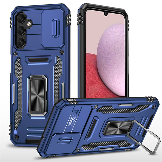 Samsung Galaxy A16 (SM-A165/SM-A166) - Lens Push Window Mechanics Series Case With Finger Ring Stand