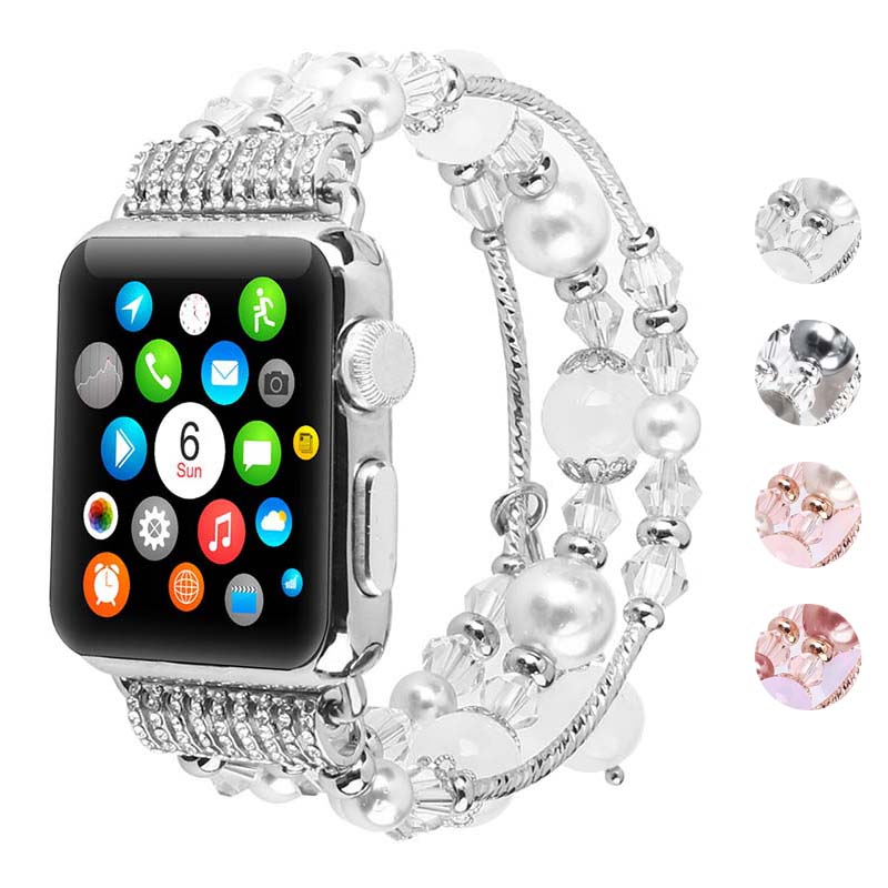 Load image into Gallery viewer, Apple Watch Series 1/2/3/4/5/6/SE/7 Gen - Fashion Agate Beaded Watch Band Chain
