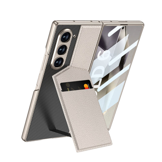 [With Card Slot] Samsung Galaxy Z Fold 6 (SM-F956) - Shell-membrane Integrated Magnetic Card Holder Stand Case