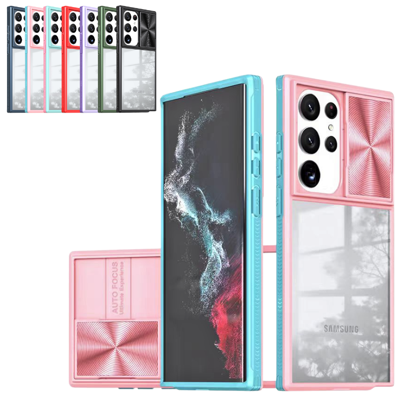[With Slide Len Cover] Samsung Galaxy S24 SM-S921/Plus SM-S926/Ultra SM-S928 Transparent Shockproof Phone Essentials Series Case - i-Station Mobile Phone & Electronic Device Repair and Accessories