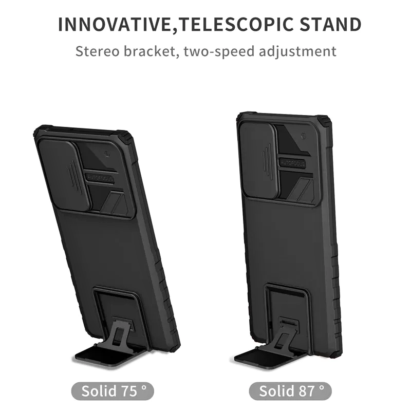 Load image into Gallery viewer, [Built-in Stand][With Slide Len Cover] Samsung Galaxy S24 SM-S921/Plus SM-S926/Ultra SM-S928 Full Coverage Airbag Silicone Heavy Duty Series Case
