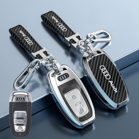 Audi Zinc Alloy + Carbon Fiber Texture Car Key Case For A3, A4, A5, A6, Q2, Q3, Q5, Q7, Q8, e-tron