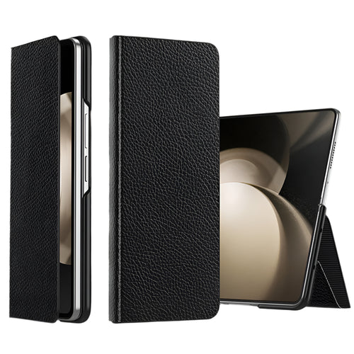 Samsung Galaxy Fold 4 (SM-F936) - Business Magnetic Flip Genuine Leather Series Stand Case