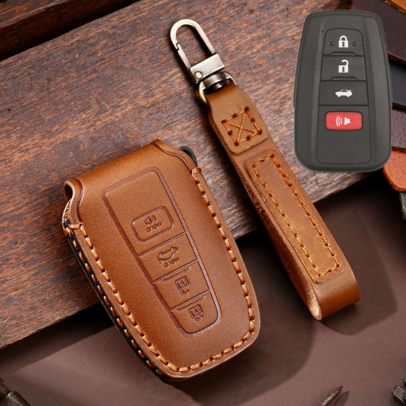 Load image into Gallery viewer, Toyota Handcrafted Genuine Leather Car Key Protective Case For Camry, C-HR, Corolla, RAV4, Avalon, Land Cruiser, Prado, Prius
