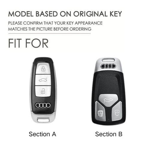 Audi Zinc Alloy Silicone Car Key Case For A3, A4, A5, A6, A8, Q2, Q5, Q7, Q8, e-tron