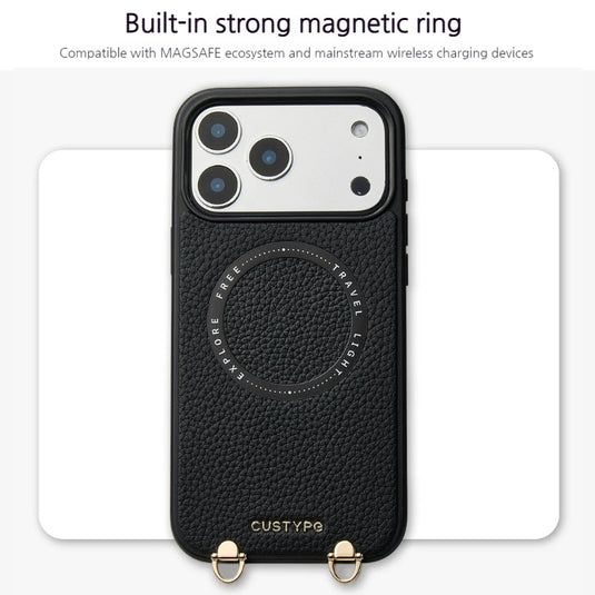 [Magsafe Compatible] Apple iPhone 17/Pro/Pro Max - Custype Portable Premium Leather Protective Case with Chain