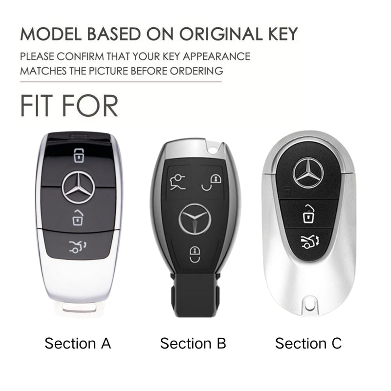 Load image into Gallery viewer, Mercedes Benz Aluminum Alloy Leather Key Protection Case For Benz A, C, E, S, G-Class, GLA, GLB, GLC, GLE, GLS, CLA, CLS, EQC
