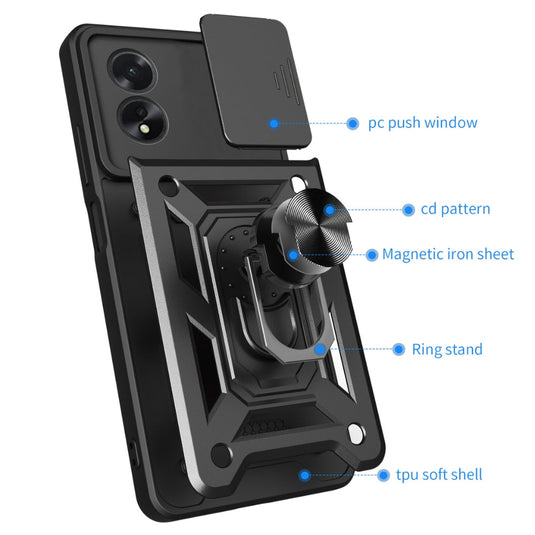 OPPO A98 5G (CPH2529) - Shockproof Armour Heavy Duty Phone Case with Ring Holder & Camera Protection - Polar Tech Australia