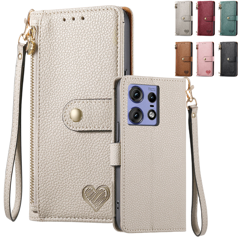 Load image into Gallery viewer, [With Lanyard][With Card Slot] Motorola Moto Edge 40/Neo/Pro Leather Zipper Shockproof Wallet Series Case
