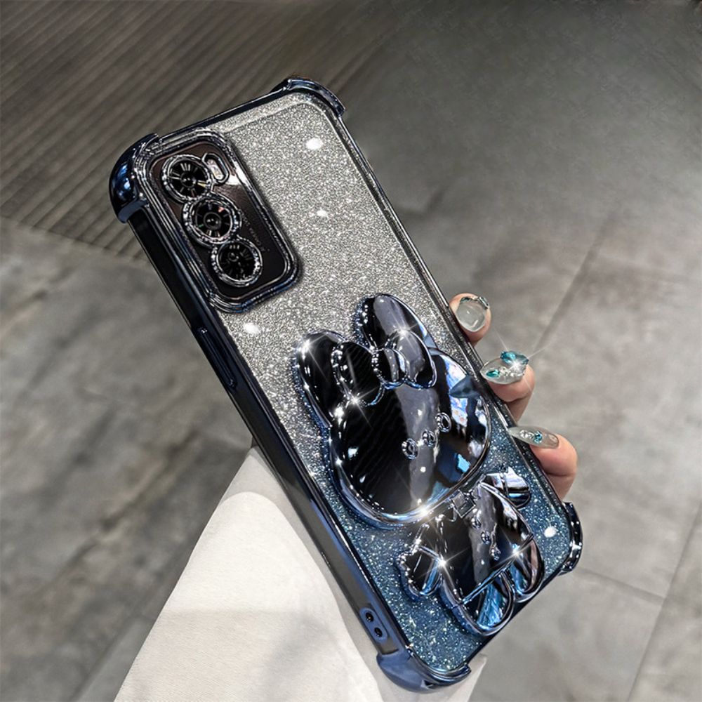 OPPO Reno 12 Pro 5G (CPH2629) - Rabbit Makeup Mirror Stand Series Case With Gradient Flash Card and Pearl Bracelet - i-Station Mobile Phone & Electronic Device Repair and Accessories
