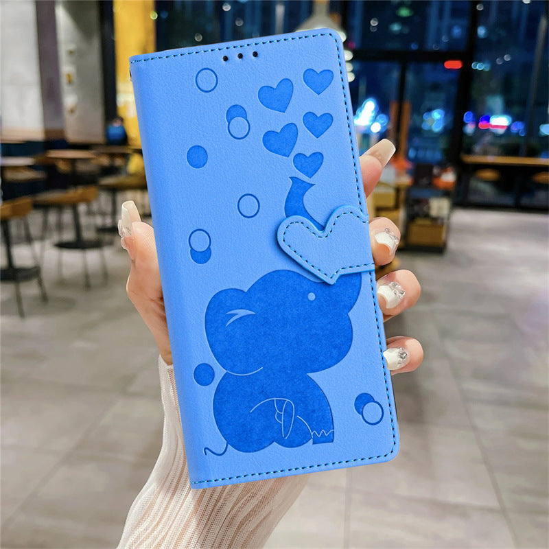 Load image into Gallery viewer, Samsung Galaxy A36 (SM-A366) - Cartoon Heart-shaped Elephant PU Leather Wallet Series Case
