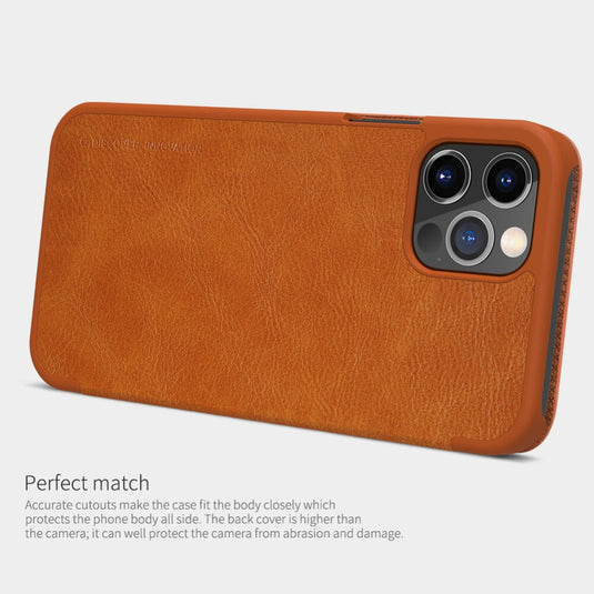 Apple iPhone 12/Pro/Mini - NILLKIN Qin Pro Series Sliding Camera Cover Design Leather Phone Case