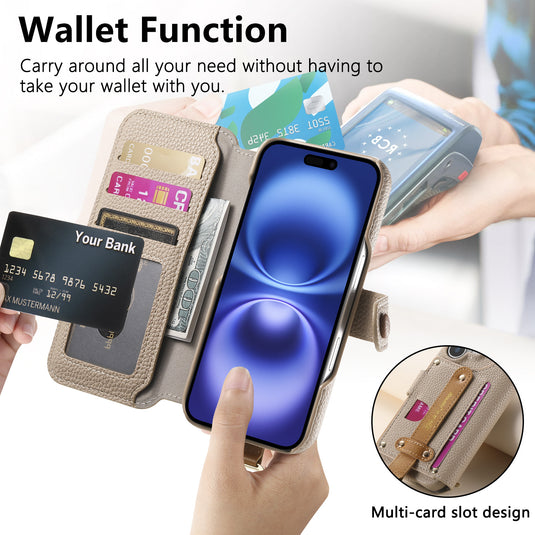 [With RFID Blocking Material] Samsung Galaxy S25 Plus/Ultra - PU Leather Zipper Flip Wallet Series Case