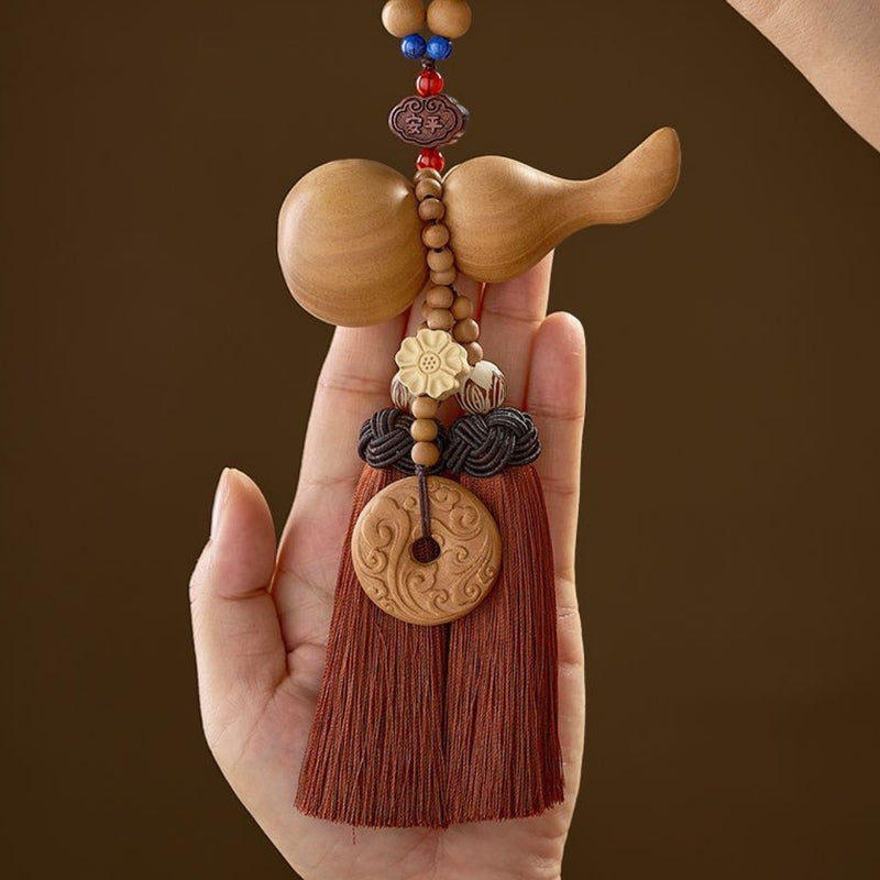Load image into Gallery viewer, Handmade Peach Wood Peace Buckle Gourd Rearview Mirror Hanging Ornament Elegant and Noble Car Interior Decoration - i-Station Mobile Phone &amp; Electronic Device Repair and Accessories
