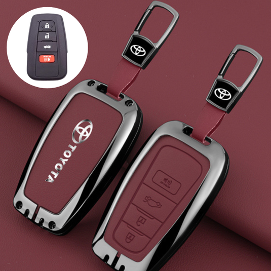 Toyota Full Metal Coverage + PU Leather Car Key Fob Case Cover For Camry, Camry Hybrid, Prius, Avalon, Highlander, Corolla, RAV4, 4Runner - i-Station Mobile Phone & Electronic Device Repair and Accessories