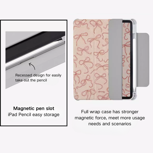 [Detachable][Built-in Pen Slot] Apple iPad 10.9/11'' 10/11th Gen (2022/2025) Bow Design Magnetic Double-Sided Full-Cover Protective Case - i-Station Mobile Phone & Electronic Device Repair and Accessories