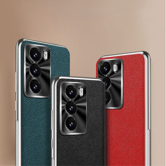 OPPO Reno12/Pro - Silver Edge Cross Texture PU Leather Phone Case