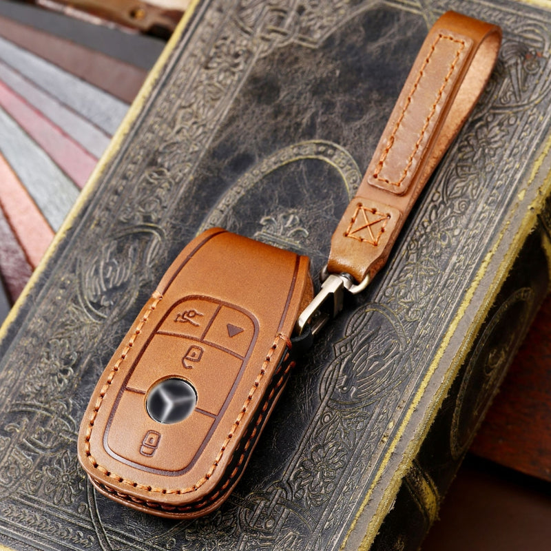 Load image into Gallery viewer, Mercedes Benz Handcrafted Genuine Leather Car Key Protective Case For Benz E-Class
