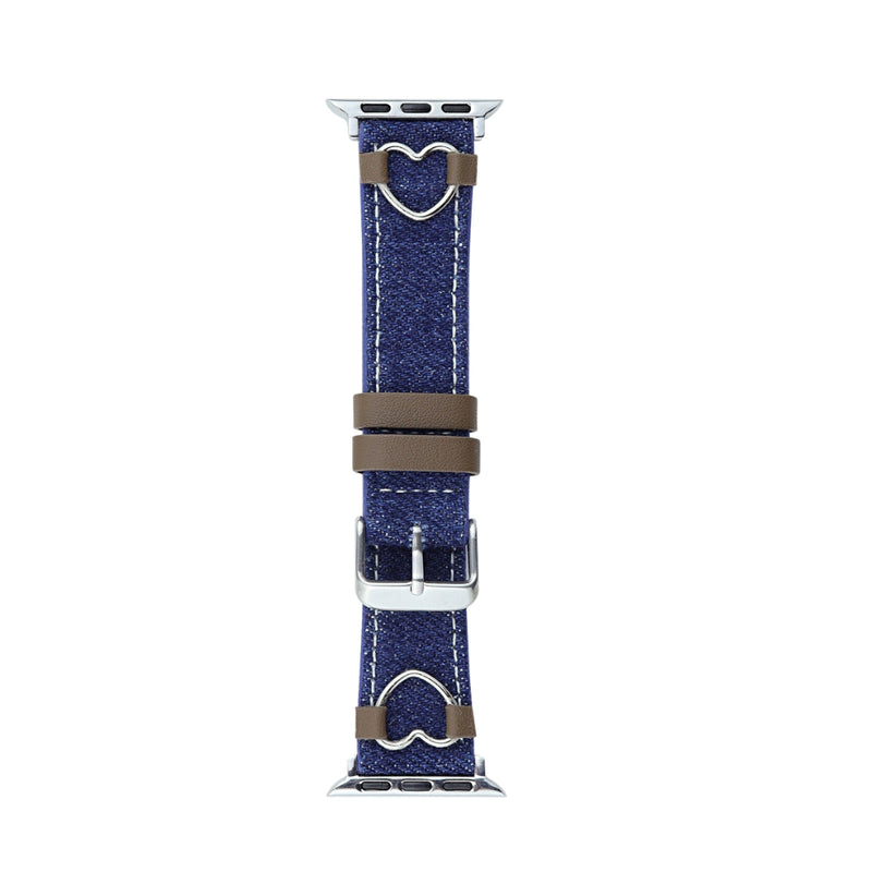 Load image into Gallery viewer, Apple Watch Series 1/2/3/4/5/6/SE/7/8/9/10/Ultra - Fashion Color-blocked Heart Canvas Denim Band
