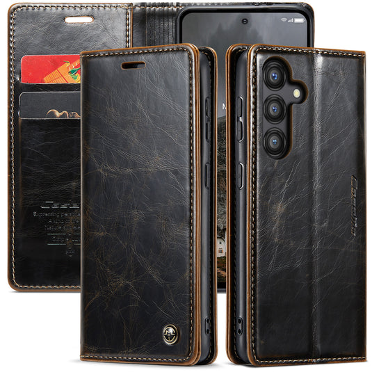 [With Card Slot] Samsung Galaxy A25 5G (SM-A256) - Magnetic Flip PU Leather Wallet Series Stand Case