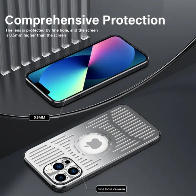 Load image into Gallery viewer, [Magsafe Compatible] Apple iPhone 15/Plus/Pro/Max - Metal Hollowed Out Heat Dissipation Protection Case
