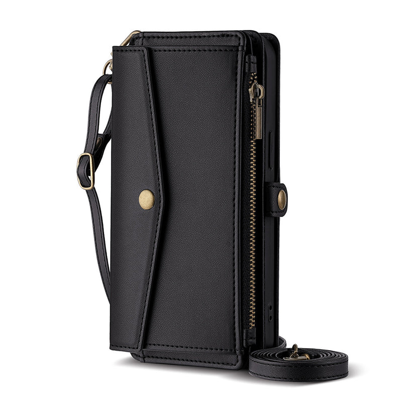 Load image into Gallery viewer, LG G8 ThinQ - Magnetic Crossbody PU Leather Wallet Series Stand Case With Lanyard
