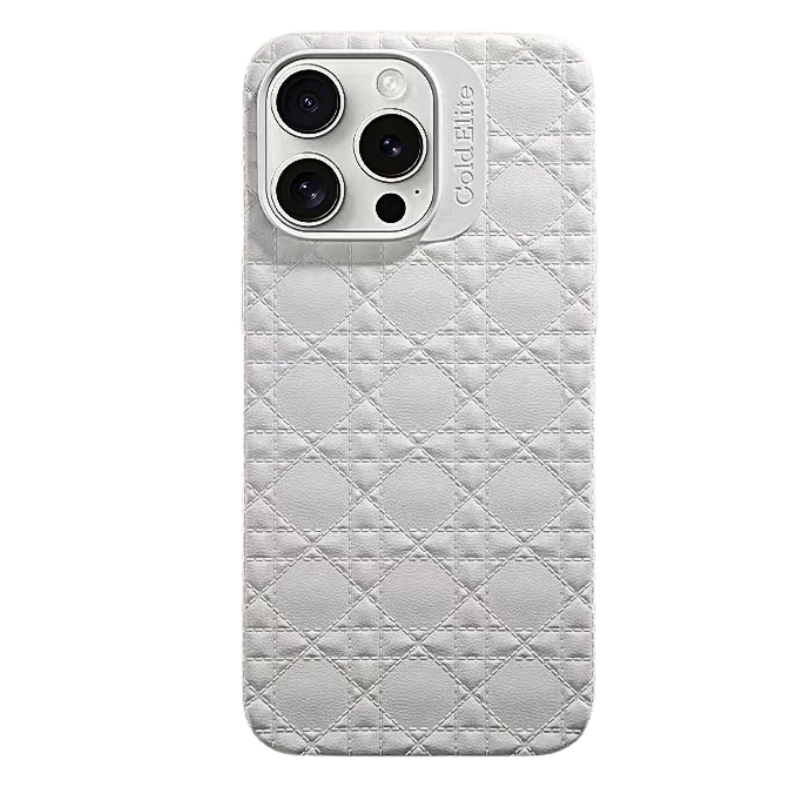 Load image into Gallery viewer, Apple iPhone 15 Pro/Pro Max Rhombic Genuine Leather Anti-drop Essentials Series Case
