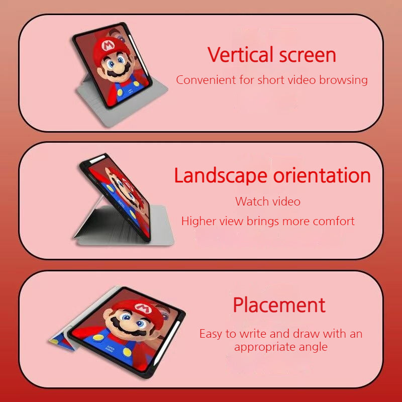 Load image into Gallery viewer, [Built-in Pen Slot] Apple iPad Air 4/5 10.9&#39;&#39; 4/5th Gen (2020/2022) Mario Smart 360° Degree Rotate Stand Shockproof Flip Cover Case
