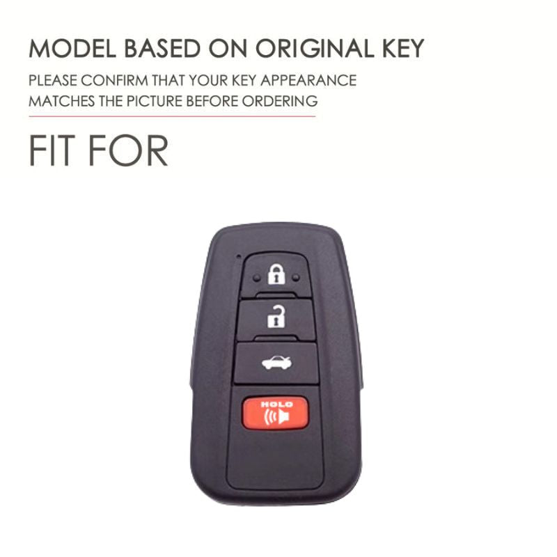 Load image into Gallery viewer, Toyota Full Metal Coverage + PU Leather Car Key Fob Case Cover For Camry, Corolla, RAV4, Highlander, C-HR, Prius, Avalon
