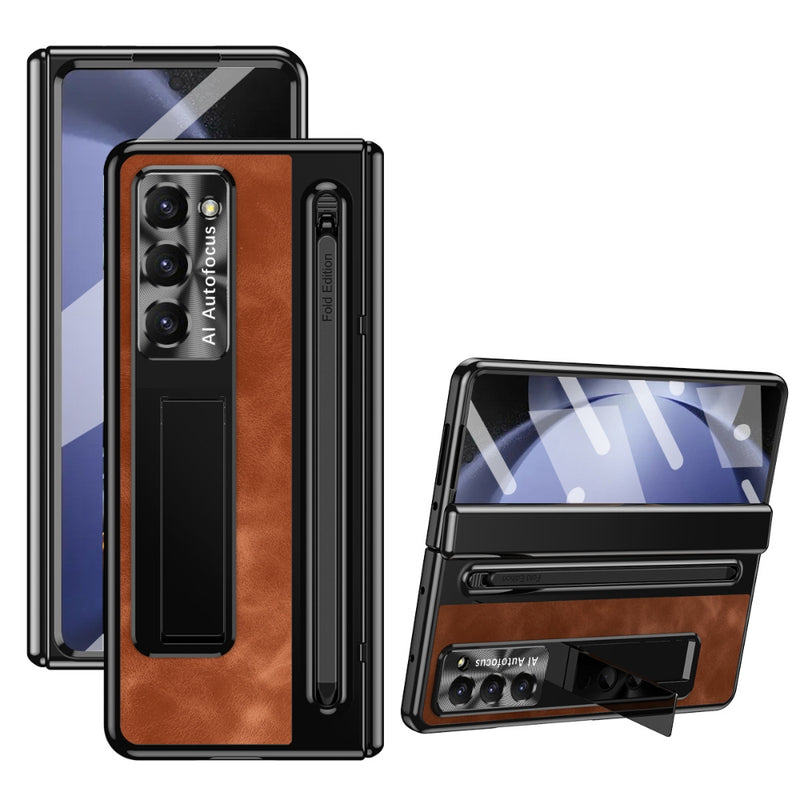 Load image into Gallery viewer, [With Card Slot] Samsung Galaxy Z Fold 5 5G (SM-F946) - Retro Leather Folding Stand Series Shockproof Case
