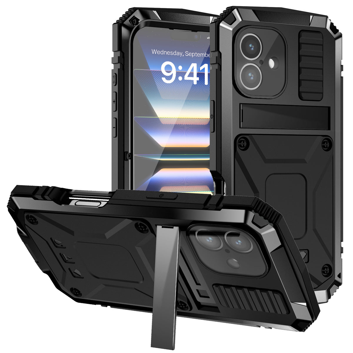 [Magsafe Compatible] Apple iPhone 12/Pro/Max - Metal Full Coverage Waterproof Heavy Duty Series Case With Stand - i-Station Mobile Phone & Electronic Device Repair and Accessories