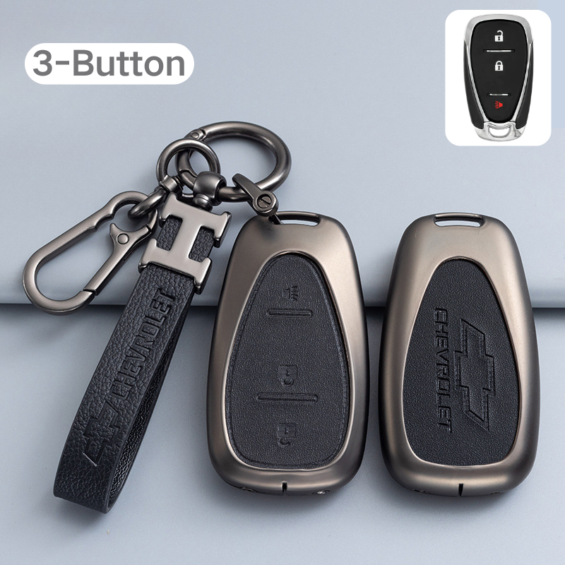 Load image into Gallery viewer, Chevrolet Zinc Alloy + PU Leather Car Key Fob Case Cover For Cavalier, Malibu, Cruze, Trax, Monza, Sail
