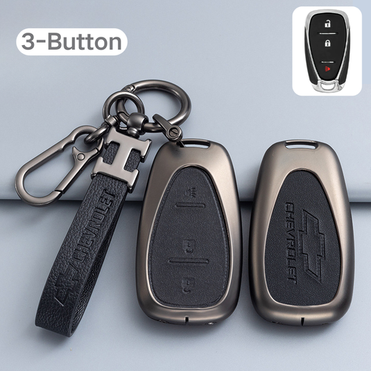 Chevrolet Zinc Alloy + PU Leather Car Key Fob Case Cover For Cavalier, Malibu, Cruze, Trax, Monza, Sail