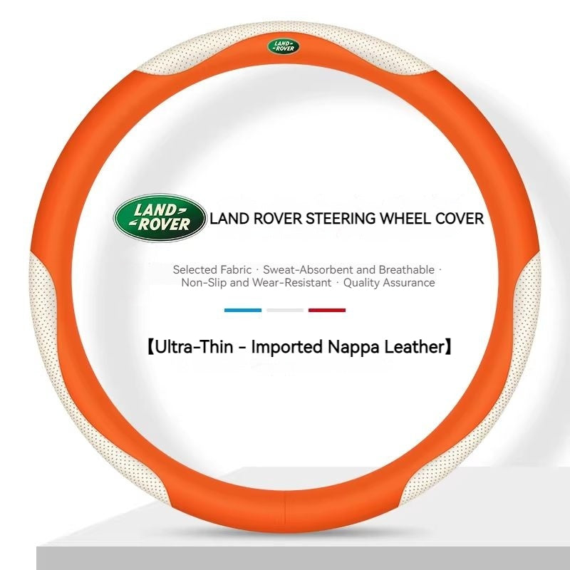 Load image into Gallery viewer, Land Rover Genuine Leather Spliced Design with Breathable &amp; Anti-Slip Grip Steering Wheel Cover For Range Rover, Velar, Evoque, Discovery, Defender
