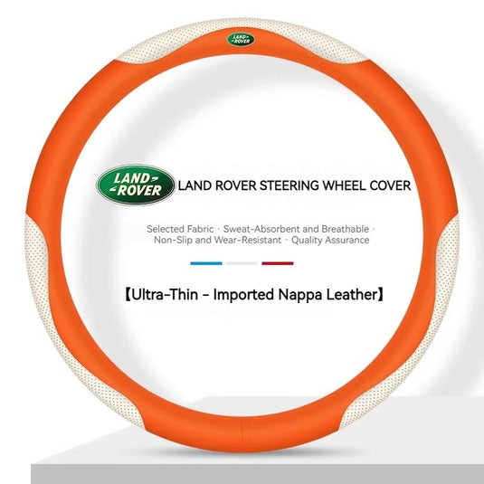 Land Rover Genuine Leather Spliced Design with Breathable & Anti-Slip Grip Steering Wheel Cover For Range Rover, Velar, Evoque, Discovery, Defender