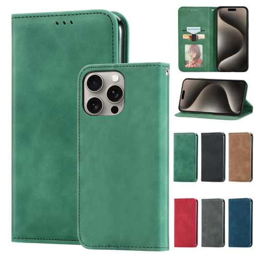 [With Card Slot] Apple iPhone 15/Pro/Pro Max/Plus Minimalist Flip Full-cover Protective Genuine Leather Series Case