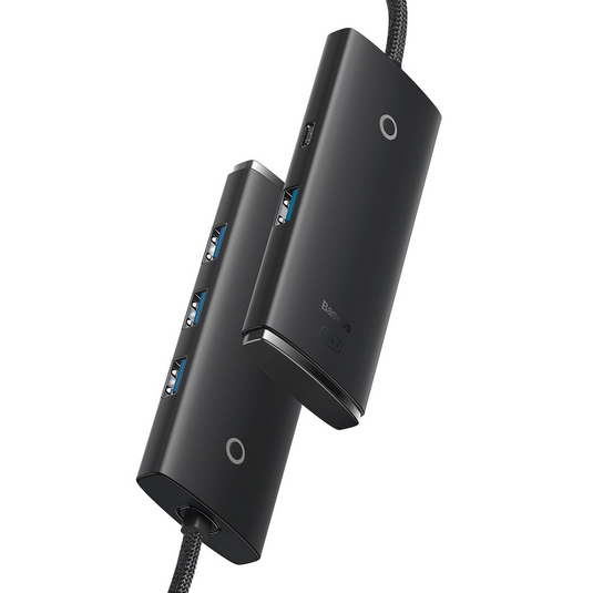 Baseus Hub Lite Series 4 Port USB HUB (USB 3.0 X 4 25cm) WKQX030001 - Black