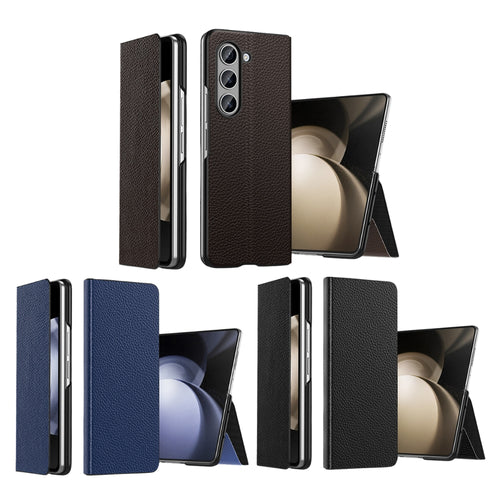 Samsung Galaxy Fold 3 (SM-F926) - Business Magnetic Flip Genuine Leather Series Stand Case