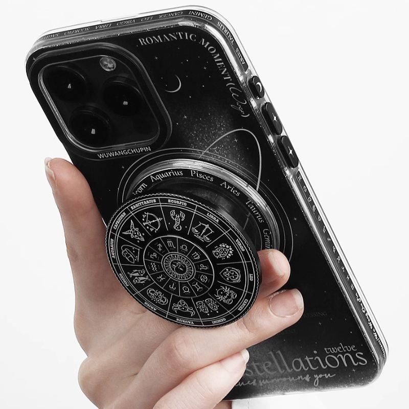 Load image into Gallery viewer, [With Spin Pop Socket] Apple iPhone 16/15/14 - Space Compass Galaxy Style Unzip TPU Protection Case
