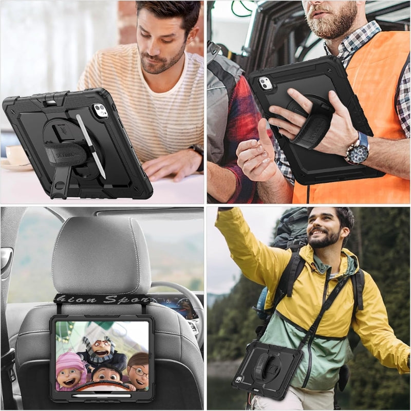 Load image into Gallery viewer, [Built-in 360° Rotating Hand Strap &amp; Stand] Apple Ipad Pro 13&quot; 7th Gen M4 Chip 2024 Shockproof with Screen Protector Pencil Holder Heavy Duty Series Case
