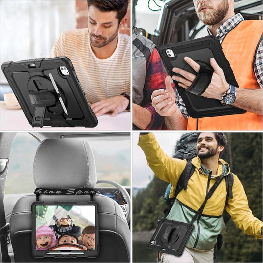 [Built-in 360° Rotating Hand Strap & Stand] Apple Ipad Pro 13" 7th Gen M4 Chip 2024 Shockproof with Screen Protector Pencil Holder Heavy Duty Series Case