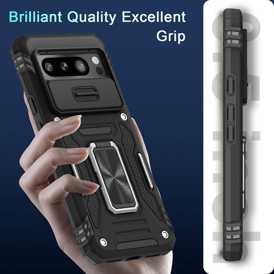 [with Camera Cover] [Rotated Ring stand] Google Pixel 7/A/Pro - Military Grade Shockproof Heavy Duty Protective Case