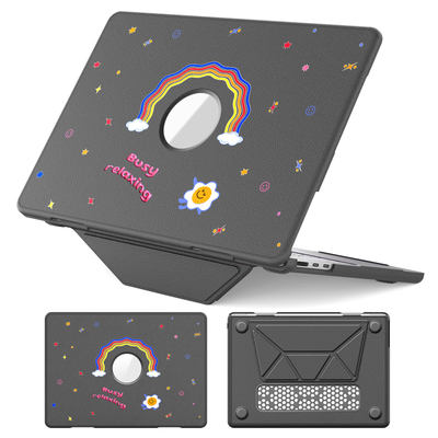 [Built-in Stand] Apple MacBook Pro 14 (A2442 & A2779 & A2918) - Cute Leather Anti-Shock Cooling Case - i-Station Mobile Phone & Electronic Device Repair and Accessories