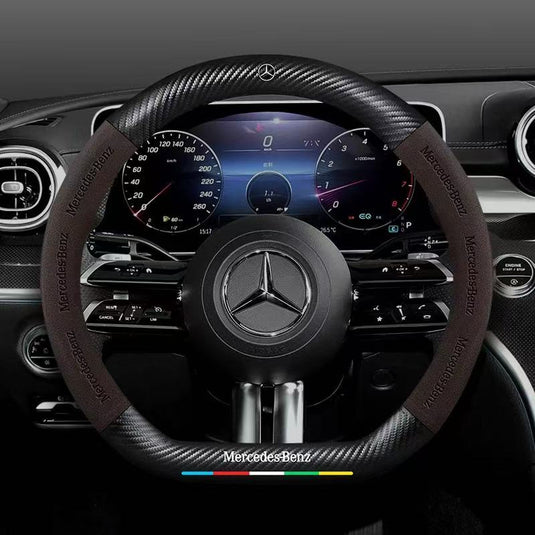 Mercedes-Benz Suede Carbon Fiber Car Steering Wheel Covers For C260L, C200L, GLC, GLA,  E300L, A180, GLB220, CLA